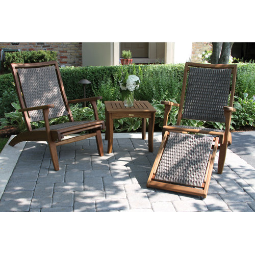 Birch Lane 3-piece Eucalyptus And Wicker Lounger Set With Ottoman And